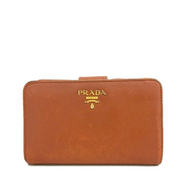 Prada Handbags - PRADA Burnt Orange Saffiano Leather Zip Around Style Large Clutch Wallet